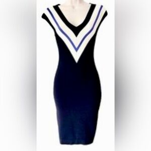 Karen Millen Sleeveless Knit High Contrast Bodycon Sheath Dress ZB5